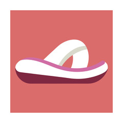Minimalist illustration of a stylish sandal in pastel tones with a reddish background