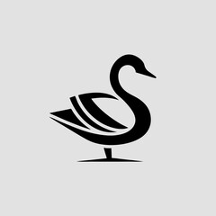 Black swan bird animal illustration vector silhouette on white background