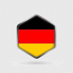 Germany Flag Icon in Hexagon Shape.