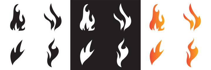 Fire flat icons. Flame of various shapes, bonfire vector icon. Vector for websites, mobile interfaces, presentations, banner, visual branding etc. Vector illustration. EPS 10