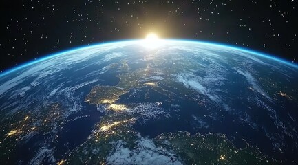 Fototapeta premium Earth rising, sunlit from space