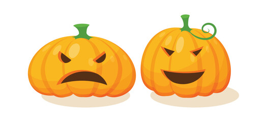 Vector Flat halloween pumpkins collection