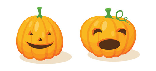 Vector Flat halloween pumpkins collection