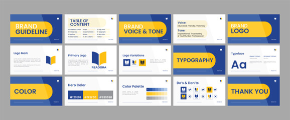 Brand identity framework template. Innovative brand standards layout. Logo and branding strategy guide. Brand presentation manual