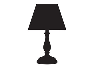 Obraz premium Silhouette of a table lamp logo vector illustration, table lamp logo icon silhouette, table lamp logo, vintage room lamp silhouette illustration, table lamp vector silhouette on white background