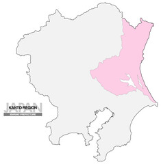 日本地図 関東地方 茨城県 県境無し 03