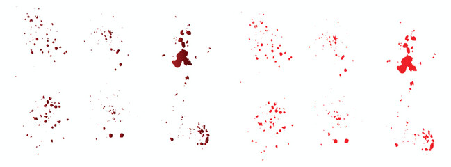 Bloody paint ink splash gradient red blood background set