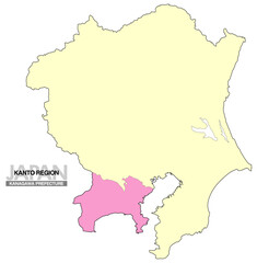 日本地図 関東地方 神奈川県 県境無し 02