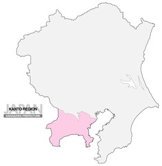日本地図 関東地方 神奈川県 県境無し 03
