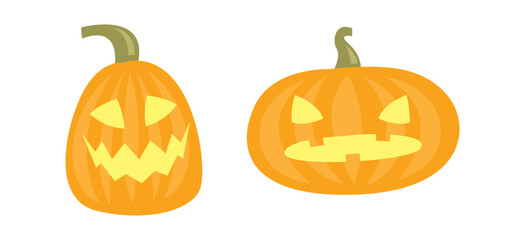 Vector Flat halloween pumpkins collection