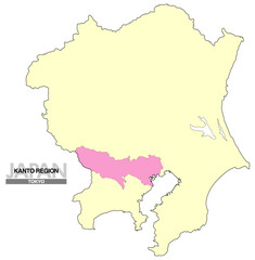 日本地図 関東地方 東京都 県境無し02