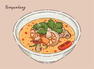 Thai food Tomyumkung Asian food vector