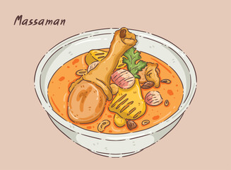 chicken and vegetable soup thai food massaman