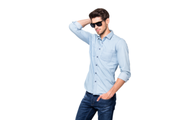 I am best guy in university. Portrait of serious charismatic guy enjoy his beauty feel like rich wealthy millionaire want attract girl wear fashionable clothes isolated over grey color  background