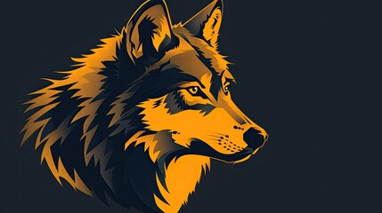 Fototapeta premium Striking Yellow-Black Wolf Profile: Bold, Minimalist Design for Logos, Badges & Artworks