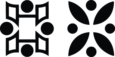 Black silhouette icon set depicting abolitionist leaders and symbolic gestures