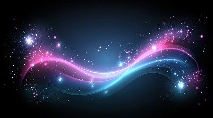 Fototapeta premium Abstract, glowing, wavy, light trails, cosmic, nebula