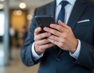 Businessman Using Smartphone Professional Communication and Mobile Technology