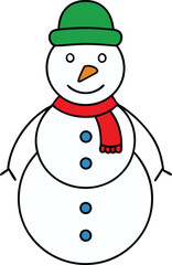 snowman silhouette line art with white.eps