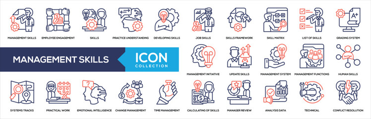 Management Skills Line Color Icon Collection