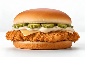 Crispy Chicken Sandwich with Pickles and Cheese