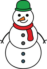 snowman silhouette line art with white background.eps
