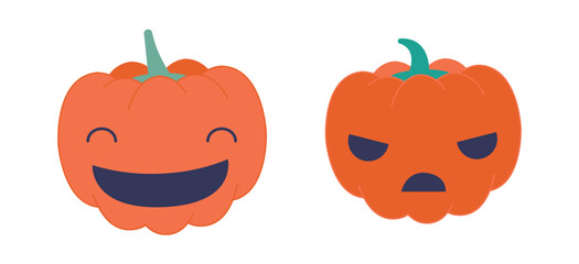 Vector Flat halloween pumpkins collection
