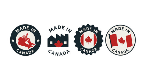 Made in Canada Label Icons – Canada Emblem and Product Origin Tags