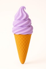 Colorful Ice Cream Cone Isolated on White Background