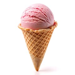 Colorful Ice Cream Cone Isolated on White Background