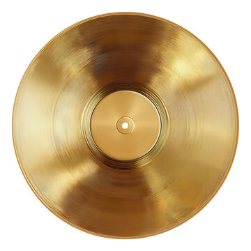 disco vinilo de oro sobre fondo blanco. Lp vintage de los a&ntilde;os 1980 que se otorgaba a los artistas musicales que mas vend&iacute;an