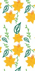 Seamless Yellow Orchid Pattern Illustration