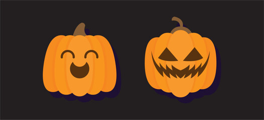Vector Flat halloween pumpkins collection