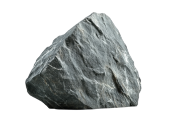 Large grey rock isolated on transparent background isolated on white background