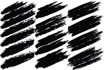 Adobe Illustrator Artwork Abstract black textured strokes set isolated on a white backgro Vector hand drawn artistic design element, box, frame or backgro

, 