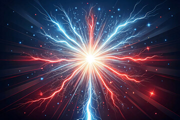 Fototapeta premium Abstract Energy Burst, Red and Blue Light Streaks