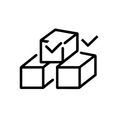 Geometric cubes with checkmarks, symbolizing tasks, elements, or decisions successfully completed