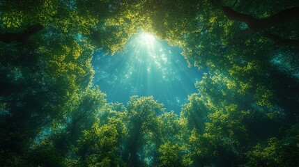 Obraz premium Sunlight through forest canopy