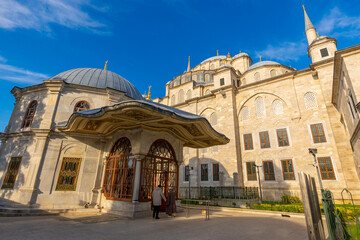 A wide angle view of historical Fatih Mosque in istanbul. Travel