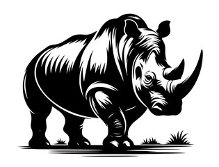 Obraz premium Silhouette of a Standing Rhinoceros – Endangered Species, African Safari