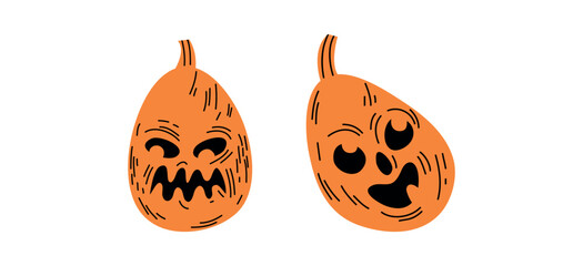 Vector Flat halloween pumpkins collection