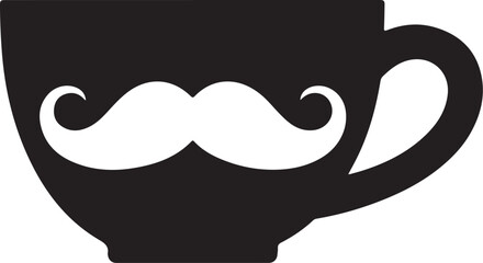 Silhouette Mug with a White Mustache Design
