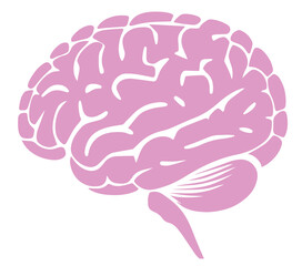 Pink Brain Silhouette – Intelligence, Cognitive Function, Neuroscience, Mental Health, Psychological Analysis, Memory, Learning, Brain Activity, Human Consciousness, Education, Medicine, AI Research