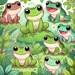 cartoon frogs