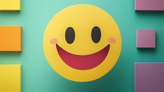 Yellow or green background cheerful smiley face icon