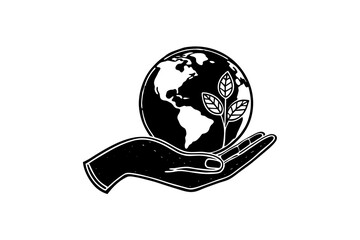 hand holding globe plant icon