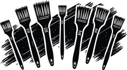 flat paint brush stroke vector set