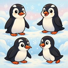 Obraz premium cartoon penguins