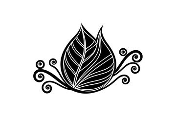 layered leaf line design icon