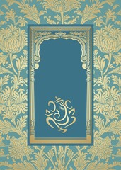 Ganesha, wedding card, royal Rajasthan, India	